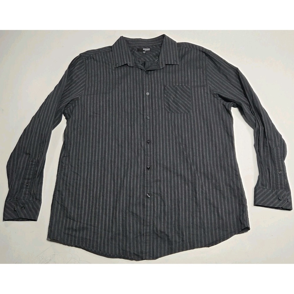 Murano Liquid Luxury Mens XL Checkered/Solid Stripes Long Sleeve Button Up XL
